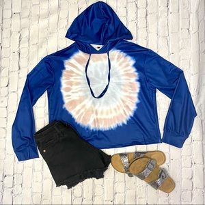 Lightweight faux tie dye crop hoodie/top